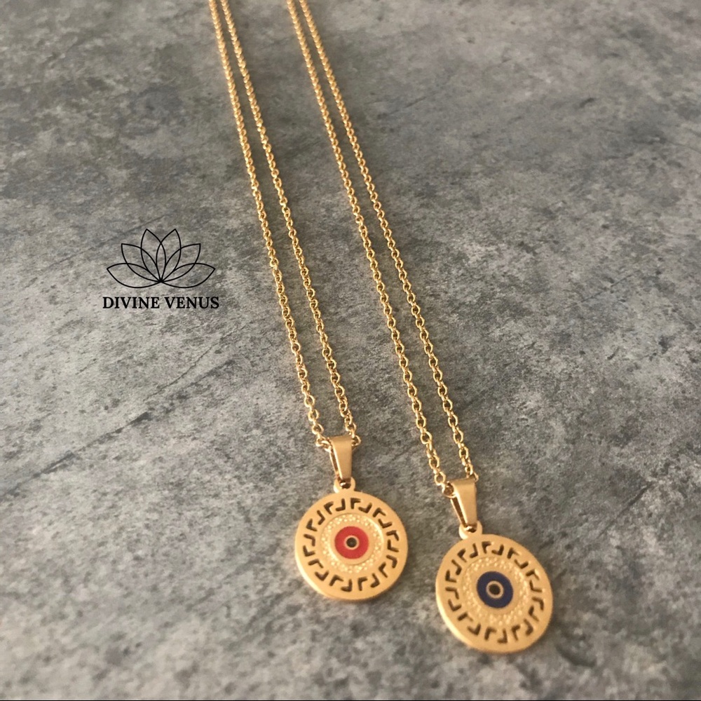 Evil Eye Gold Plated Stainless Steel Necklace - Picture 8 of 8
